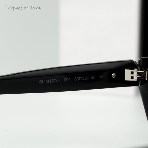 BRAND NEW Saint Laurent SLM127/F 001 Black Black Cat Eye Women Sunglasses - Picture 5 of 10
